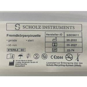 Fremdkörperpinzette, gerade, 95 mm, steril