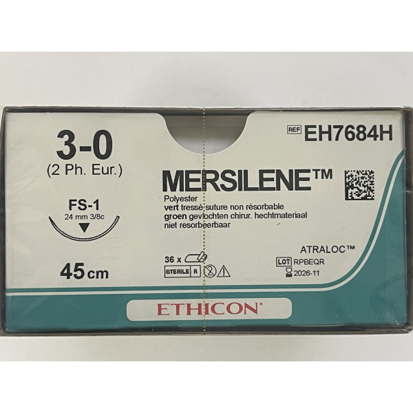 Mersiline grün geflochten, 3-0, 45 cm