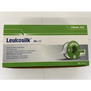 Leukosilk mit Schutzring, 1,25 cm x 5 m
