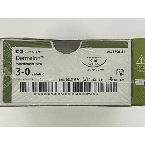 Dermalon™ C 13, 2-0, 45 cm, blau